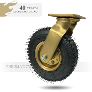 10 Zoll Hochleistungs-Gummi räder Starres drehbares festes Hochleistungs-Nachlauf-Pneumatik rad mit Bremse - Product Image 3