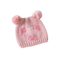 Gorro Infantil Clásico con Diseño de Mariquita y Oso, 100% Acrílico, Diseño en Contraste Azul y Rojo, Unisex para Niños y Niñas, Grueso y Cálido para Otoño