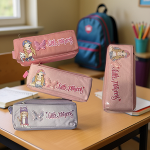 Astuccio Principessa Rosa e Grigio con Design Cartoon per Bambini, Uso Scolastico - Product Image 2