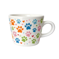 Tasse à café conique en céramique imprimée motif feuille verte et guirlande florale, avec logo personnalisé, en grès, cadeau personnalisé