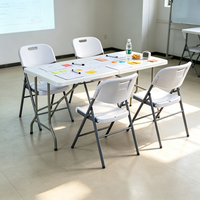 Tables pliantes en plastique robustes pour l'extérieur, 180 cm (6 pieds), avec poignée