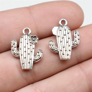 Colgante de <span class=keywords><strong>Cactus</strong></span> en Flor de 20x14mm con 1 Bucle, de Aleación de Zinc en Plata Antigua, para Pendientes <span class=keywords><strong>Colgantes</strong></span> Estilo Bohemio del Desierto - Product Image 1