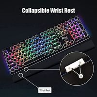 Clavier de jeu mécanique rétro OEM ODM, filaire, 108 touches, avec rétroéclairage RGB, éclairage latéral, repose-poignets amovible, touches rondes