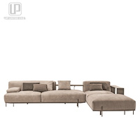 Großhandelspreis Moderner Stil Wohnzimmermöbel Holzstruktur mit Leder Langes Wohnzimmer-Sofa-Set