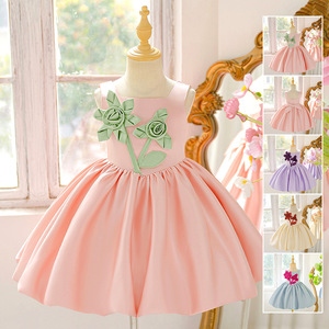 Vestido <span class=keywords><strong>de</strong></span> <span class=keywords><strong>Fiesta</strong></span> Formal <span class=keywords><strong>para</strong></span> Niña Pequeña con Apliques <span class=keywords><strong>de</strong></span> Rosas en 3D, Vestido <span class=keywords><strong>de</strong></span> Satén con Flores <span class=keywords><strong>para</strong></span> Niña, Traje <span class=keywords><strong>de</strong></span> Princesa <span class=keywords><strong>para</strong></span> Cumpleaños, Vestido <span class=keywords><strong>de</strong></span> <span class=keywords><strong>Fiesta</strong></span> Infantil, Ropa <span class=keywords><strong>para</strong></span> Niñas - Product Image 4