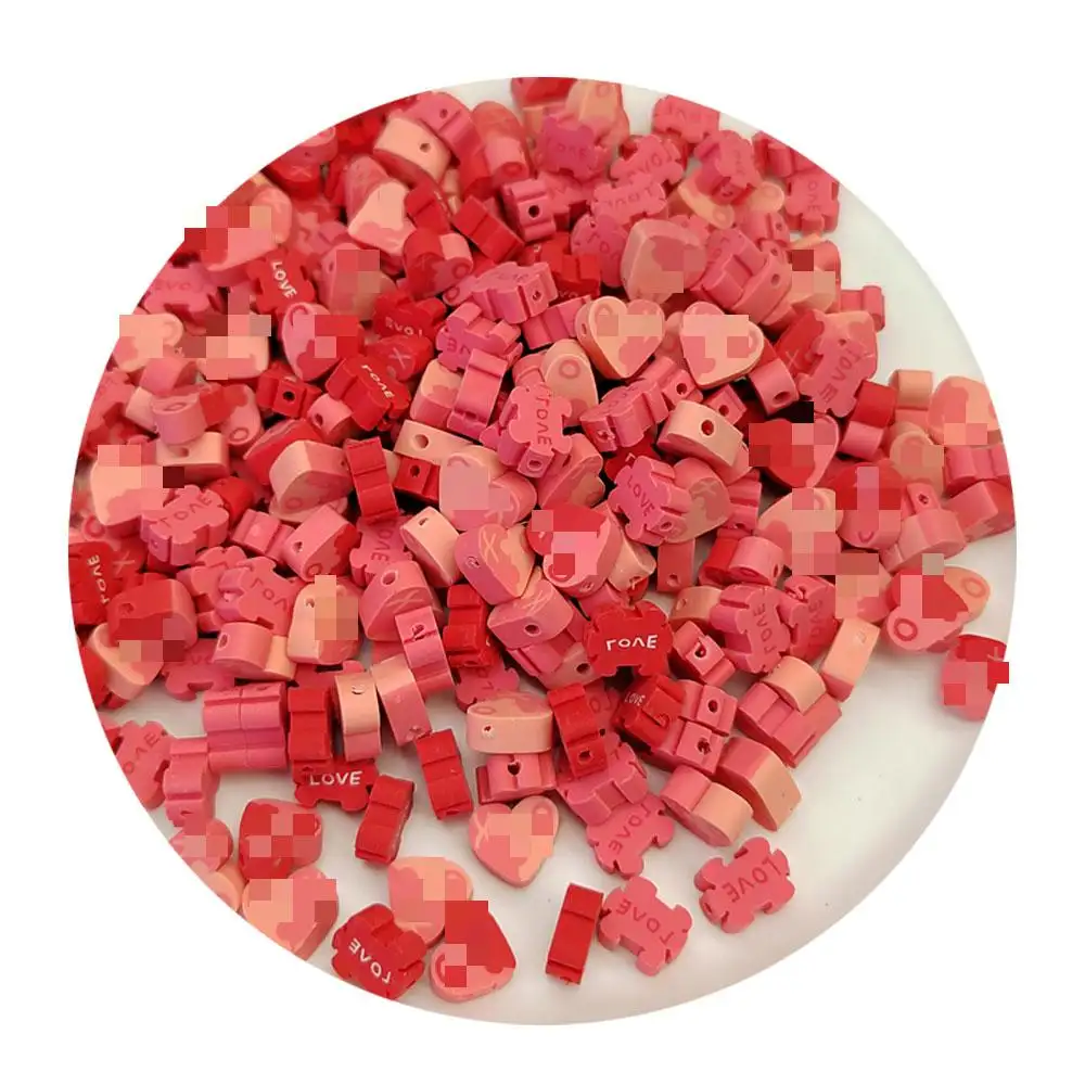 Nuovo 1000 pz rosa cuore busta rosa argilla distanziatore perline perline di argilla polimerica per gioielli che fanno accessori fatti a mano fai da te 10mm