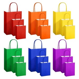 Accept Custom Printing Eco-Friendly Wide Bottom Plain Pink Brown White Kraft Paper Gift Shopping Bag With Handles