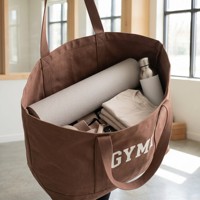 Bolsa de Lona Personalizada con Logotipo para Gimnasio, Ecológica, de Algodón de 12 oz, Gran Capacidad, con Costuras Reforzadas, para Deportes, Yoga, Venta al Por Mayor