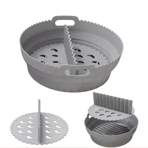 Collapsible Non-stick Baking Basket Round Silicone Baking Pan Air Fryer Liner With Partition