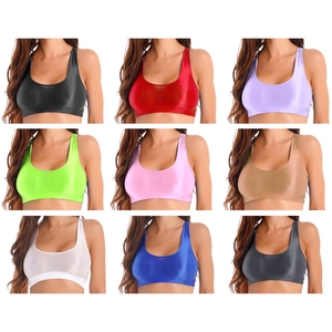 Womens Workout Clothing Summer Sports Fitness Bra Glossy Tank <b>Crop</b> <b>Tops</b> Vest Yoga Gym Workout Beach Pool Manufacturer Custom - Product Image 1