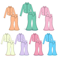 Vêtements de sport pour enfants avec logo personnalisé, pantalon évasé, veste zippée intégrale, ensemble de vêtements de sport 2 pièces pour filles, tenue de yoga