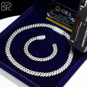 Venta caliente chapado en oro Miami 6mm Collar de plata al por mayor 14mm moissanita cadena de eslabones cubanos - Product Image 1