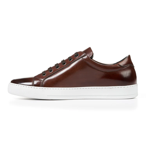 Chaussures de skate pour hommes, baskets en cuir patiné marron respirantes, chaussures de marche décontractées pour hommes - Product Image 2