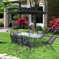 Uplion – meubles de Patio pliants modernes, ensembles de jardin extérieur, ensembles de chaises de Table 6 places avec parapluie