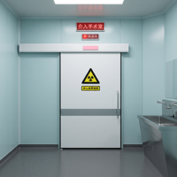 Porte coulissante automatique d'hôpital, cadre en acier, panneau de vision, design minimaliste, construction en polymère fini pour salle d'opération