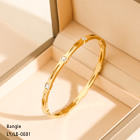 Bracelet fin en acier inoxydable 304/316 plaqué or 18 carats, résistant au ternissement, poli miroir, avec zircon, pour femme, style minimaliste haut de gamme