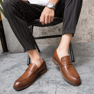 Nuevos Zapatos Oxford de Cuero Genuino para Hombre, Transpirables, Casuales, de Verano y Otoño, Zapatos de Vestir Sin Cordones, Zapatos de Boda con Suela Plana de PU - Product Image 5