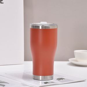 Gobelet isotherme incurvé 30oz 40oz en acier inoxydable à double paroi, isolé sous vide, thermolaqué, avec couvercle et paille - Product Image 5
