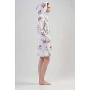 เสื้อคลุมกันหนาวผู้หญิงผ้าฟลีซมีฮู้ด เสื้อคลุมอาบน้ำผ้าพลัฌนุ่มสบาย ชุดนอนลำลอง สีขาวสดใส แขนยาว - Product Image 2