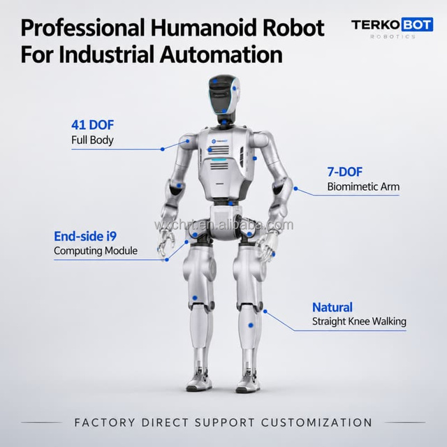 TERKOBOT ATOM Max Full Size Biped Humanoid Robot 41DOF 7kg Payload Embodied AI Industrial Service Robot With MR Remote Control