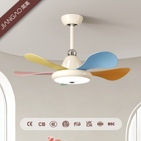 Ventilateur de plafond lumineux Pudding, pales en forme de pétales multicolores Macaron, lampe suspendue LED 20W pour chambre d'enfant, salle de jeux, chambre à coucher