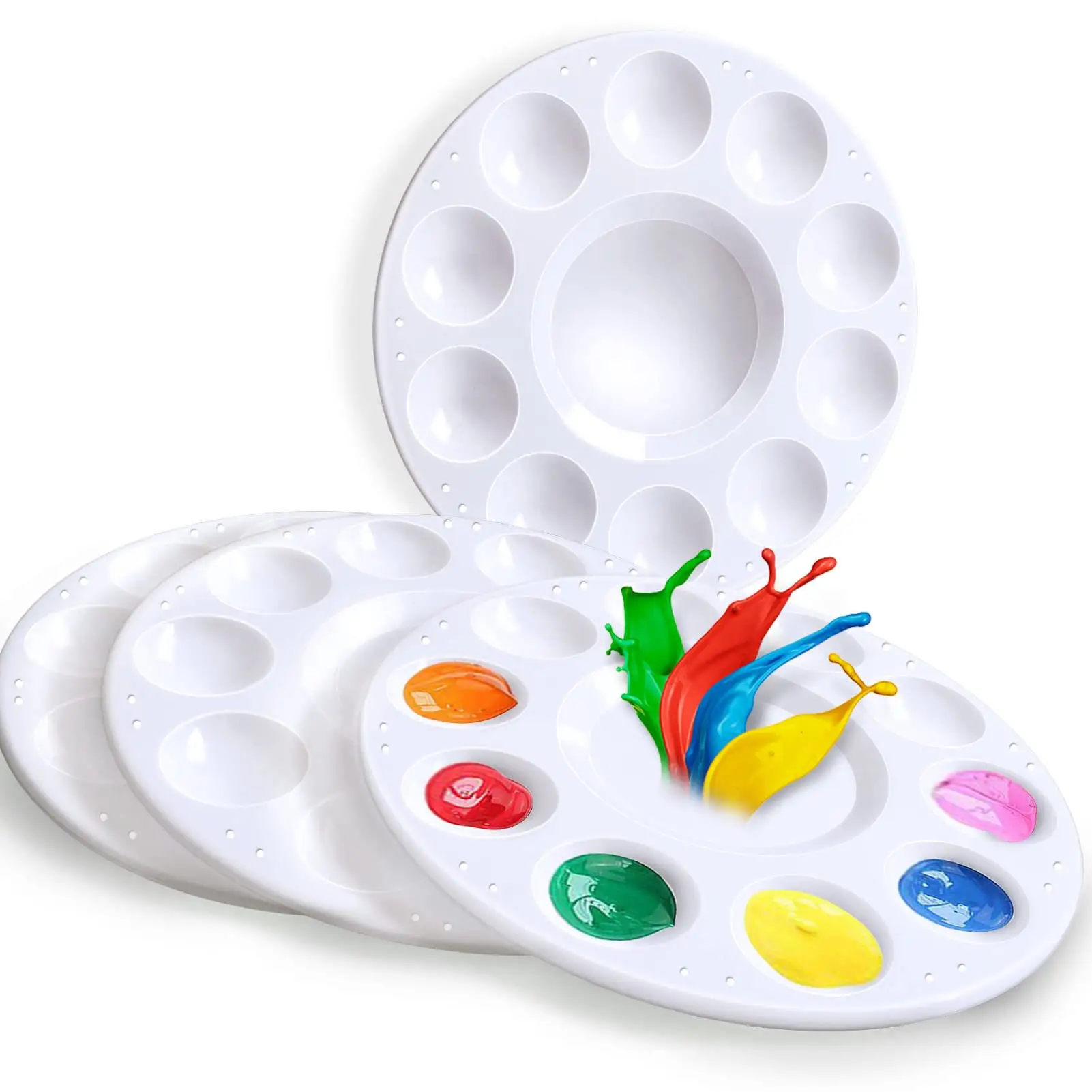 Kids Amateur Painters Art Palette Painting 10 Wells Acrylic Oil Watercolor White Painting Plastic Palette Artist Paint Palette