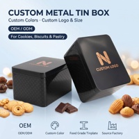 Boîte en métal écologique et recyclable pour biscuits et gâteaux, emballage durable, vente en gros pour marques écoresponsables, faible MOQ