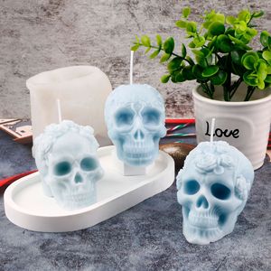 3D Skull Scented Candle Silicone Mold Halloween Decorative Plaster Ornament Mold Customizable Shape <b>DIY</b> Candle Making <b>Kit</b> - Product Image 2