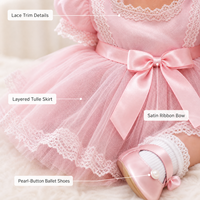 Ensemble Robe Tutu Série Mode Rose pour Poupée Reborn 43cm, Bandeau Nœud en Satin, Chaussettes, Chaussures de Ballet Perles, Vêtements de Poupée Personnalisés OEM/ODM
