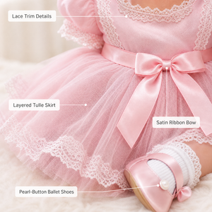 Ensemble Robe Tutu Rose 43cm pour <span class=keywords><strong>Poupée</strong></span> <span class=keywords><strong>Reborn</strong></span>, Bandeau Nœud en Satin, Chaussettes, Chaussures <span class=keywords><strong>de</strong></span> Ballet Perles, Vêtements <span class=keywords><strong>de</strong></span> <span class=keywords><strong>Poupée</strong></span> en Polyester <span class=keywords><strong>de</strong></span> Luxe Personnalisés OEM/ODM - Product Image 3
