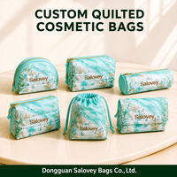 Sac de rangement cosmétique en PU souple résistant à l'eau, à poignée ouverte, élégant, pour usage quotidien en voyage, couleur unie de luxe avec logo