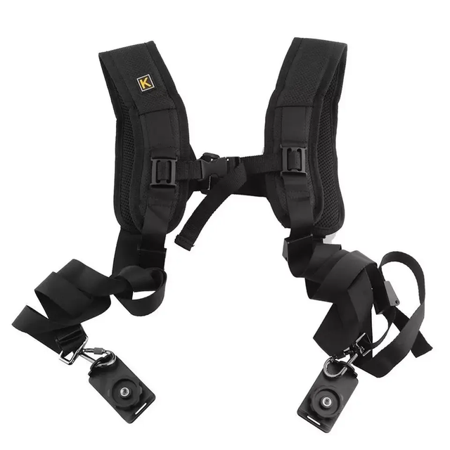 Black Double Dual Camera Shoulder Strap Quick Rapid Sling Belt Adjustment for Canon Nikon Sony 2 Cameras Digital DSLR Strap