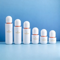 Flacon pulvérisateur/pompe en verre blanc rond de 30 ml, 50 ml, 120 ml, 150 ml avec bouchon à vis et pot de 30 g, 50 g pour crème de soin de luxe