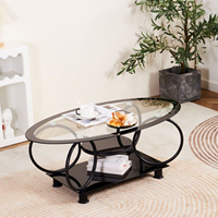 Table basse à thé à cinq anneaux table basse en verre ovale trempé table à thé