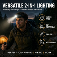 Lampe frontale LED en forme de L IP68 en aluminium aérospatial 6063, faisceau réglable, rechargeable, compacte, avec clip, pour le travail, vente en gros