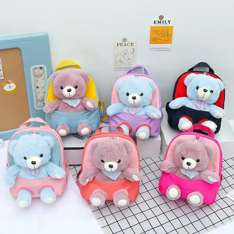 Wholesale High Quality Kindergarten Backpack Teddy Bear Elk Plush Doll Toddlers' Schoolbag