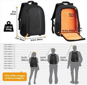 Sac à dos pour appareil photo, imperméable, grande capacité, avec compartiment pour ordinateur portable 15 pouces, échantillon gratuit - Product Image 6
