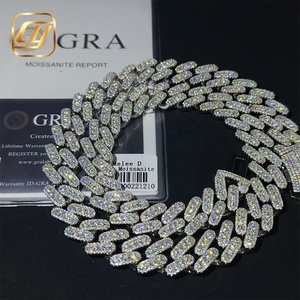 สร้อยคอแบบ Cuban Link เงินแท้ 925 ประดับเพชร Moissanite VVS ระดับ GRA พร้อมใบรับรอง ขนาด 15 มม. สไตล์ฮิปฮอป - Product Image 2