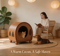 Cage pour animaux de compagnie en bois massif courbé de luxe, style moderne, avec entrée ronde, enclos de type nid d'abeille