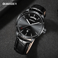 Reloj Mecánico para Hombre OUBAOER, Cristal de Zafiro, Automático, Resistente al Agua 100M, Caja de Acero Inoxidable, Correa de Cuero
