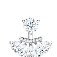 Boucles d'oreilles pendantes en argent sterling 925 avec moissanite taille poire pour femme, boucles d'oreilles pendantes avant-arrière en moissanite ronde, couleur D, pureté VVS1