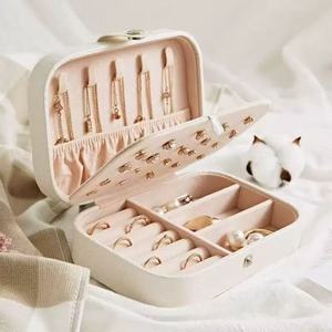 Jewelry Organizer <b>Box</b> With Double Layer PU Leather Jewelry Storage For Rings Earrings Necklaces Bracelets <b>Makeup</b> Travel Case - Product Image 1