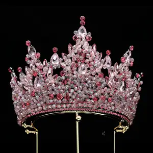 Tiara de noiva tamanho grande, coroa barroca queen, baile, artesanal, noiva, casamento, tiaras e coroas para aniversário de casamento