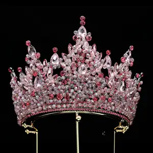 Große Braut Tiara Krone Barock Königin Krone Prom handgemachte Braut Hochzeit Diademe und Kronen für Hochzeit Geburtstag