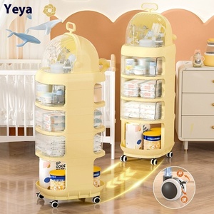 Carrito de Almacenamiento Giratorio para Productos de Bebé, Carrito de Almacenamiento de Plástico con Ruedas para Junto a la Cama - Product Image 3