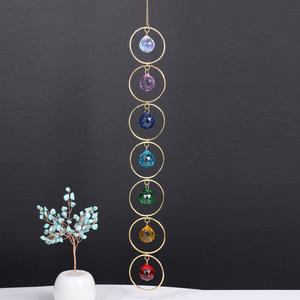 Carillon mural artisanal transfrontalier en cristal coloré avec motif rayé pour la décoration intérieure du salon, pierre énergétique en cristal - Product Image 4