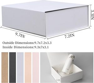 Caja de Regalo Rectangular Blanca con Logotipo, Tapas con Papel Triturado, 9.7x7.2 Pulgadas, Cajas con Cierre Magnético para Bodas y Graduaciones - Product Image 6