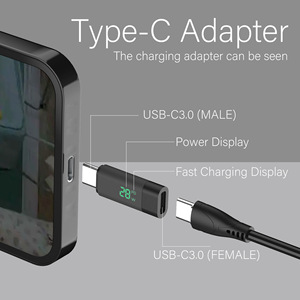 Pantalla de alimentación digital inteligente Detección visible de carga rápida Convertidor de adaptador macho tipo C a hembra tipo C, convertidor de carga rápida de tipo C - Product Image 6