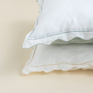 Invisible Zipper Design <strong>Frill</strong> Ruffled Solid White <strong>Cushion</strong> Covers Flax Linen Throw Pillowcase - Product Image 3