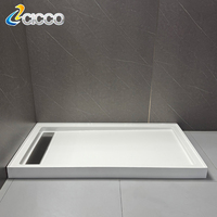 Vente en gros receveur de douche moderne en pierre blanche antidérapant base rectangulaire matériau ABS receveur de douche pour salle de bain